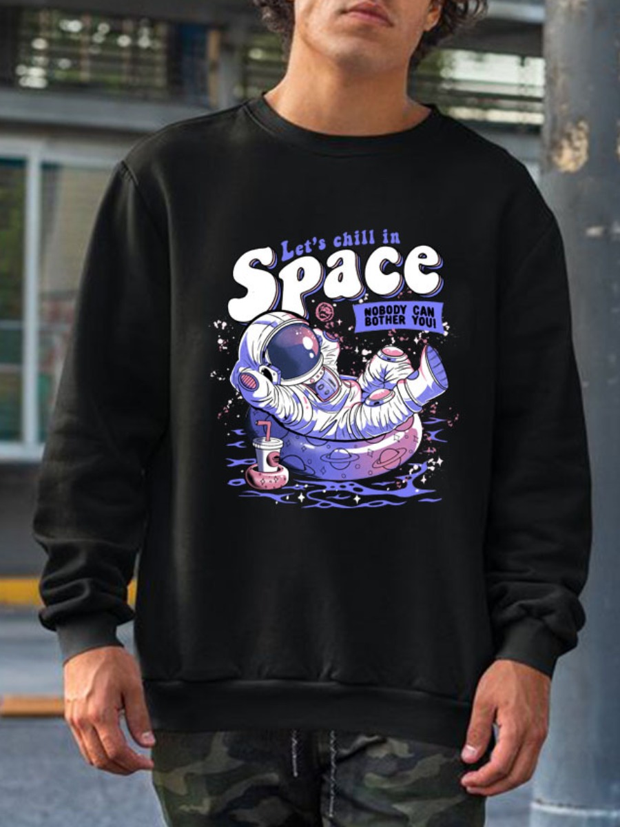 

LW Men Cartoon Kangaroo Pocket Hoodies, Black