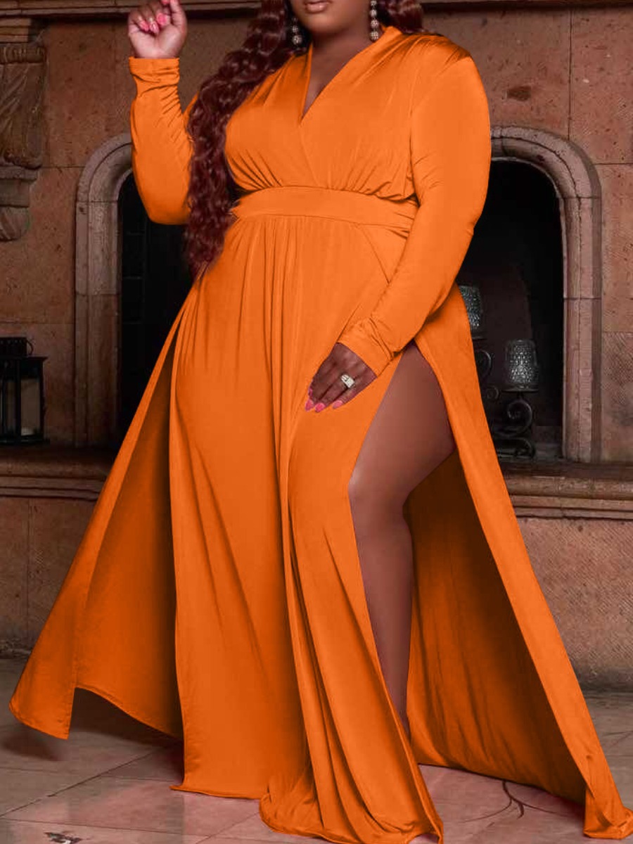 

LW SXY Plus Size V Neck High Split Dress, Croci