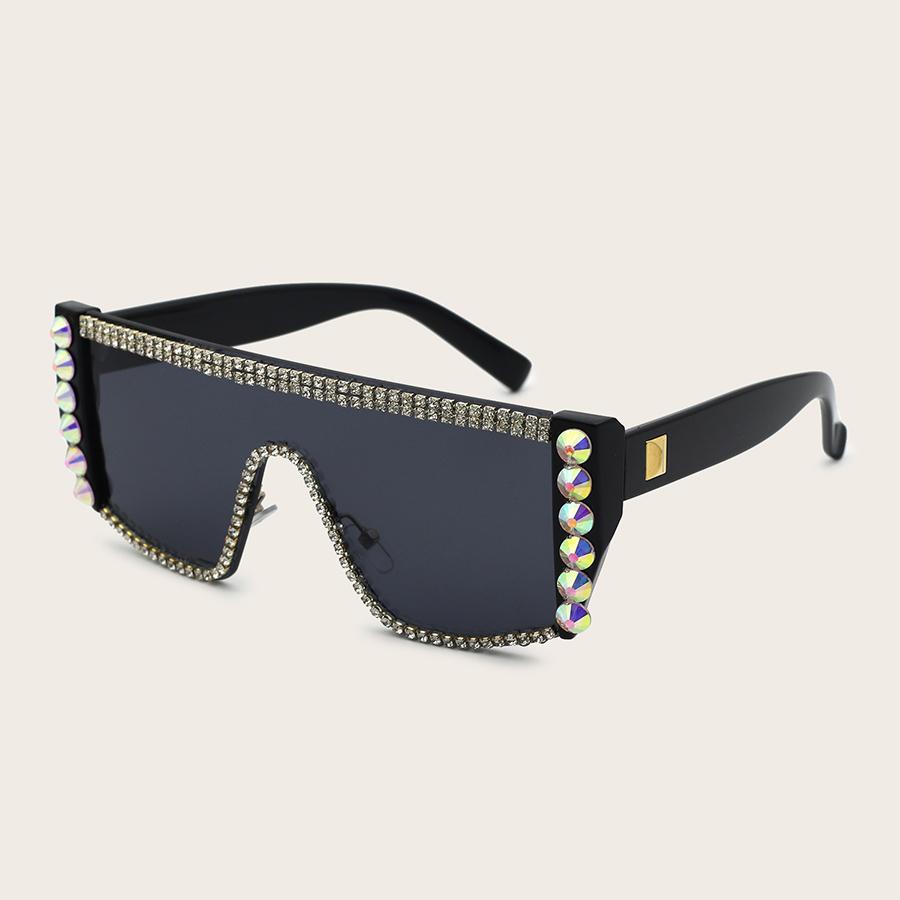

LW One-piece Crystal Sunglasses, Black
