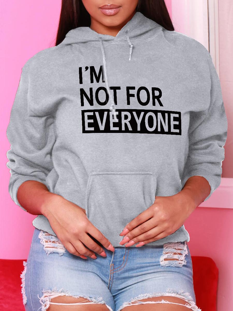 

LW Letter Print Kangaroo Pocket Hoodie, Grey