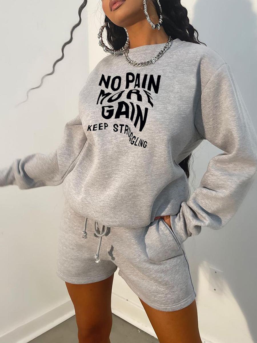 

LW BASICS Letter Print Oversized Sweatshirt, Grey