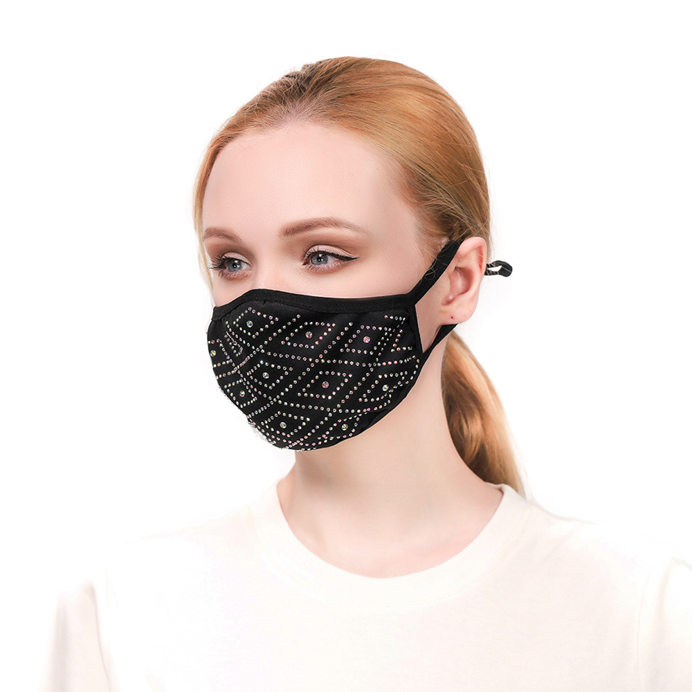 

LW COTTON Geometric Sequined Face Mask, Black
