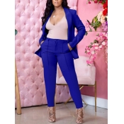 LW Turndown Collar Pocket Design Blazer Pant Set (