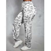 LW Letter Print Ruched Pants