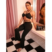 LW SXY Ruched Spaghetti Strap Flared Two Piece Pan