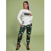 LW Letter Camo Print Pants Set
