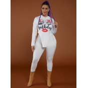 LW Lip Letter Print Asymmetrical Pants Set