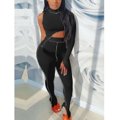 LW Sportswear Turtleneck One Shoulder Patchwork Bl