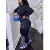 LW Hooded Collar Drawstring Pants Set