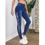 LW High Stretchy Ripped Bandage Design Jeans