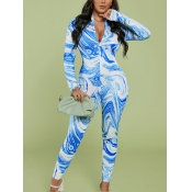LW Water Wave Print Skinny Jumpsuit