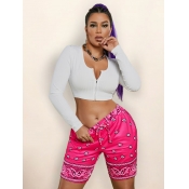 LW Cashew Print Crop Top Shorts Set