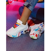 LW Color Lace-up Graffiti Sneakers