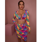 LW SXY Print Cross Strap Bodycon Dress