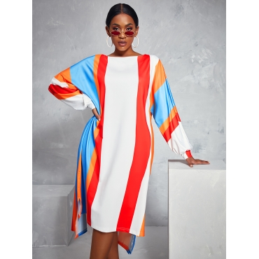 

LW Dropped Shoulder Striped Dress, Multi