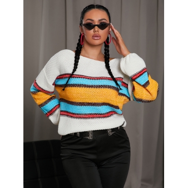 

LW Dropped Shoulder Striped Sweater, Yellow