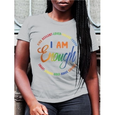 

LW BASICS Gradient Letter Print T-shirt, Grey