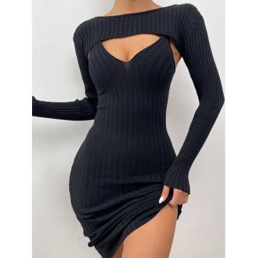 

LW SXY Rib-Knit Cami Skirt Set, Black