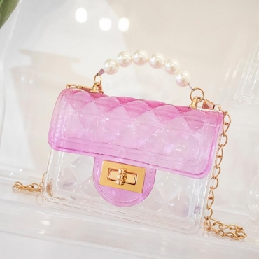 

LW See-through Pearl Decoration Crossbody Bag, Light purple