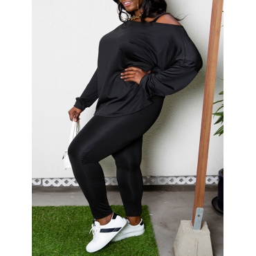 

LW Plus Size Leisure Basic Skinny Jumpsuit, Black