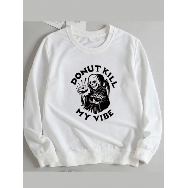 

LW BASICS Letter Cartoon Print Sweatshirt, White