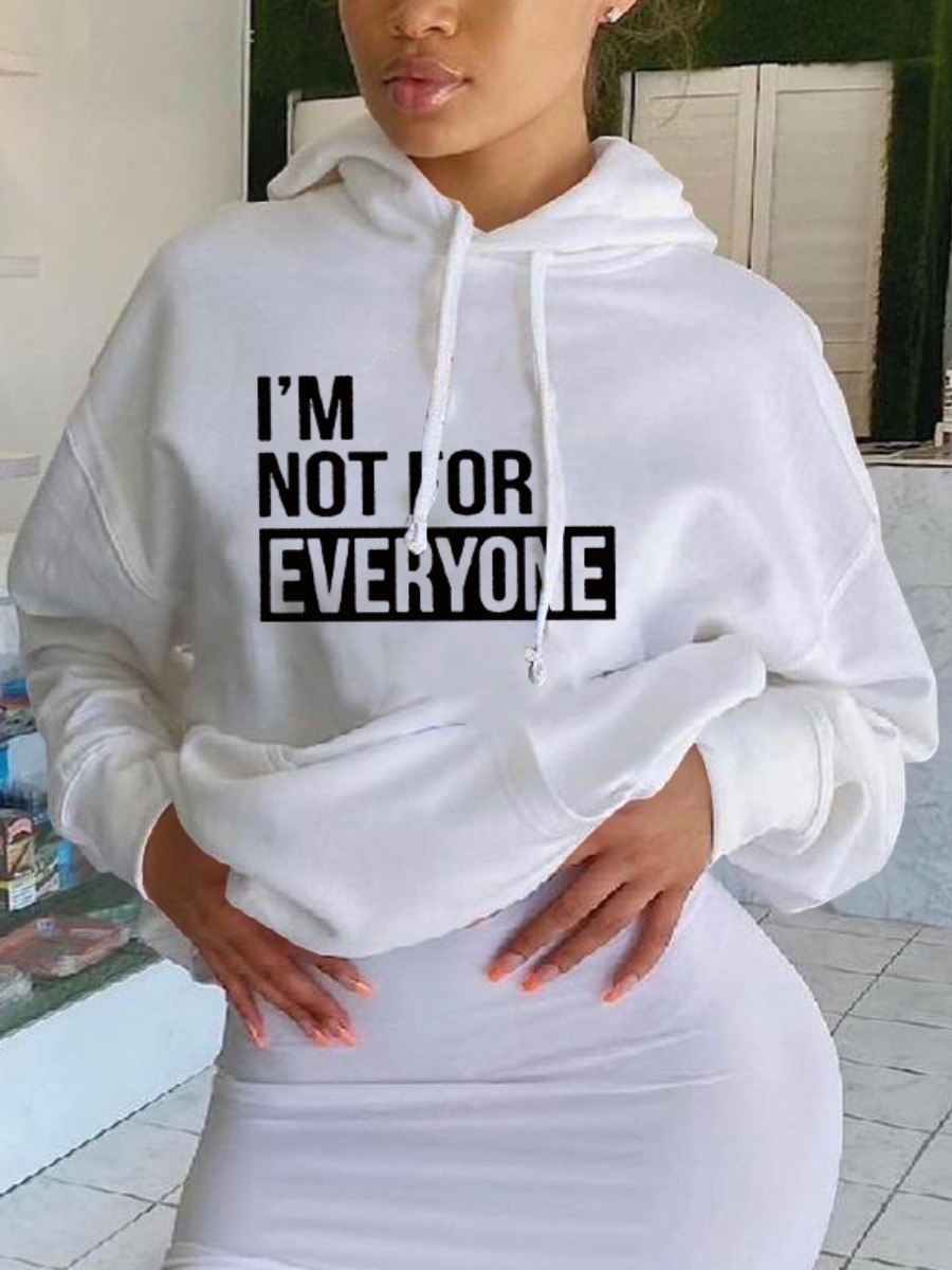 

LW Letter Print Pocket Design Hoodie, White