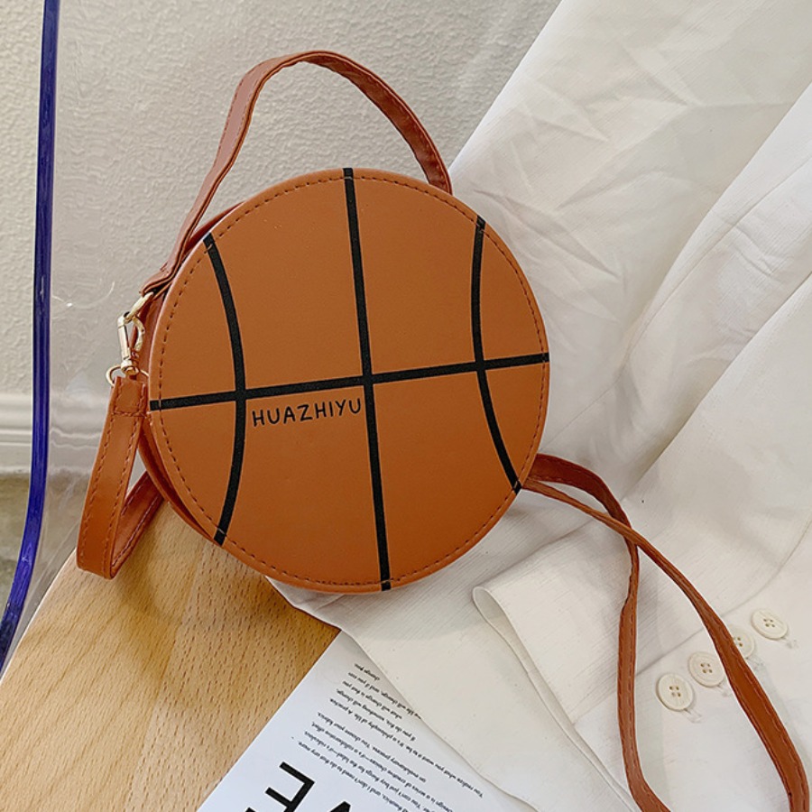 

LW Basketball Shaped Messenger Bag, Brown