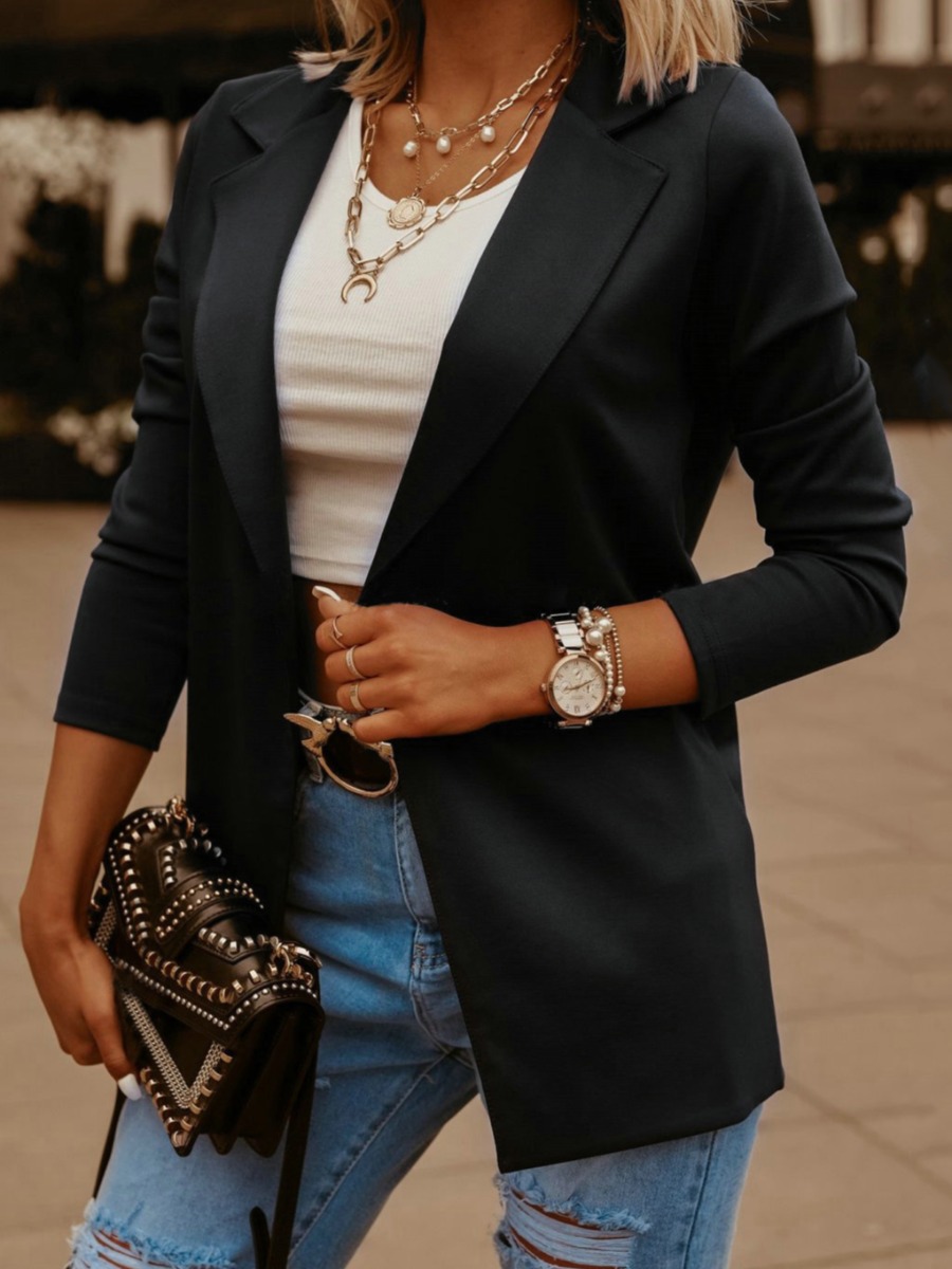 LW BASICS Open Front Solid Blazer