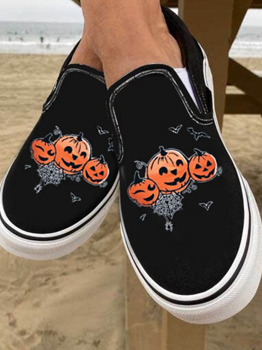 

LW Halloween Pumpkin Print Flats, Black