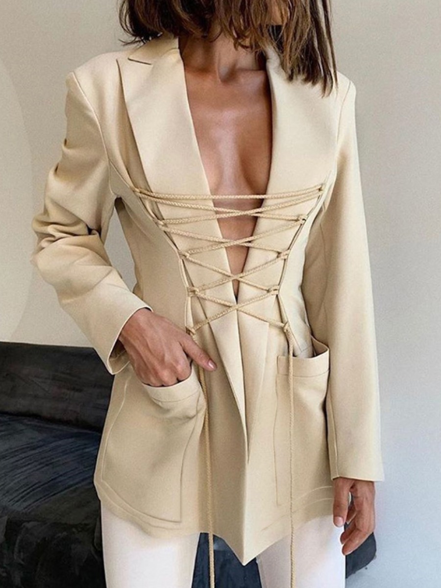 

LW Bandage Pocket Design Blazer, Apricot