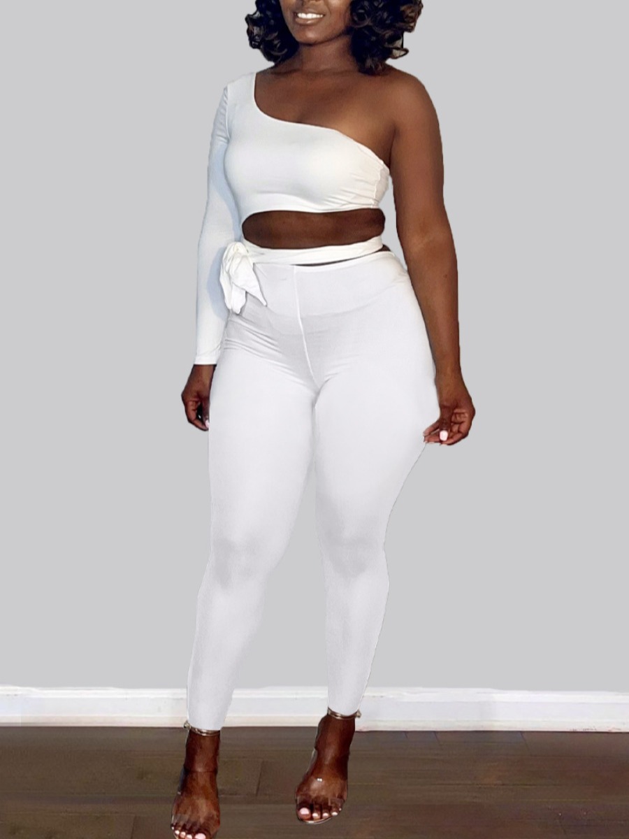 

LW One Shoulder Bandage Skinny Jumpsuit, White