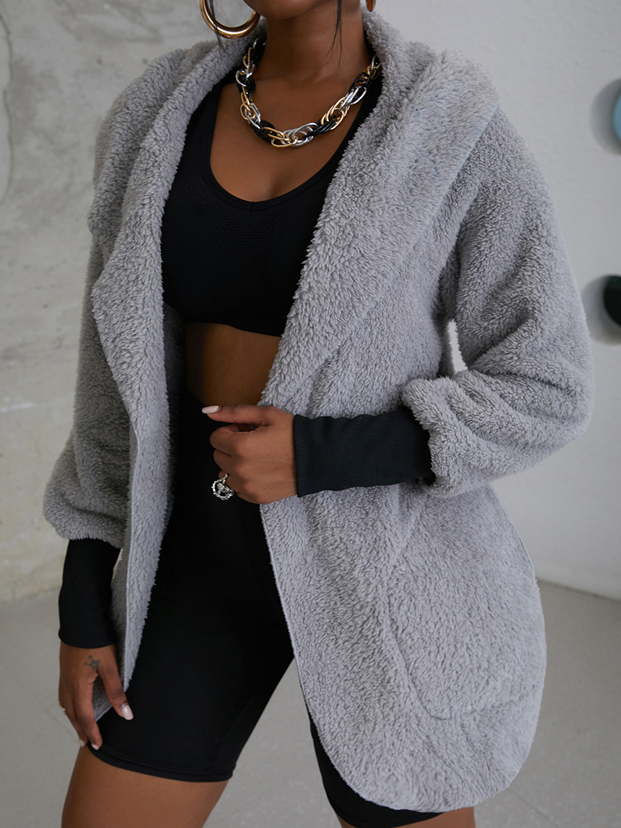 

LW Pocket Design Teddy Coat, Grey