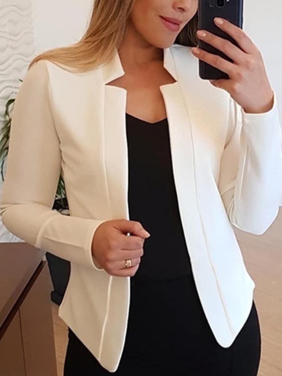 

LW BASICS Solid Open Front Blazer, White