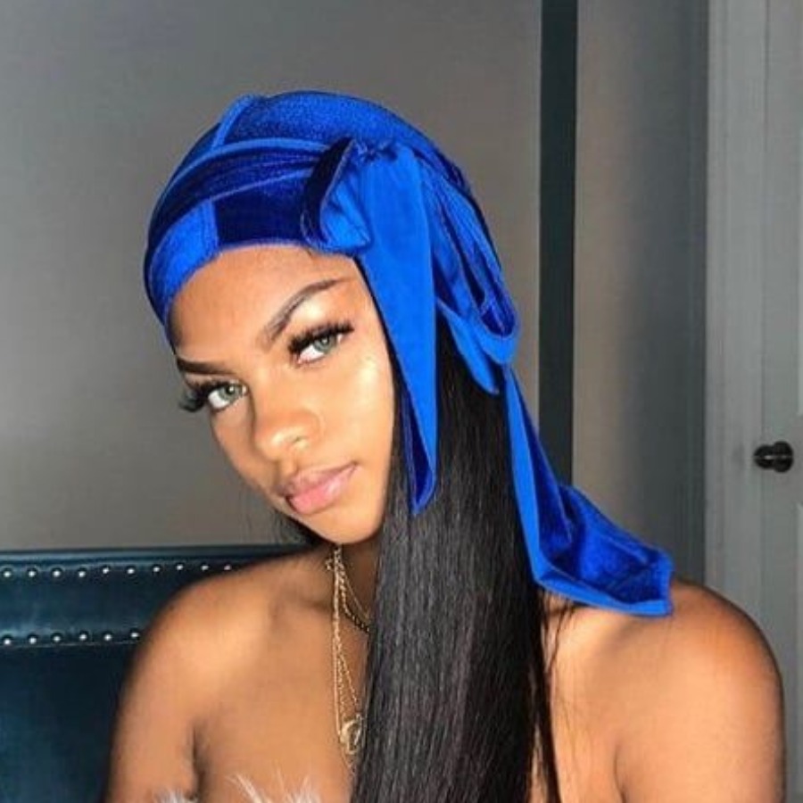 

LW BASICS Velvet Solid Bandage Headband, Blue
