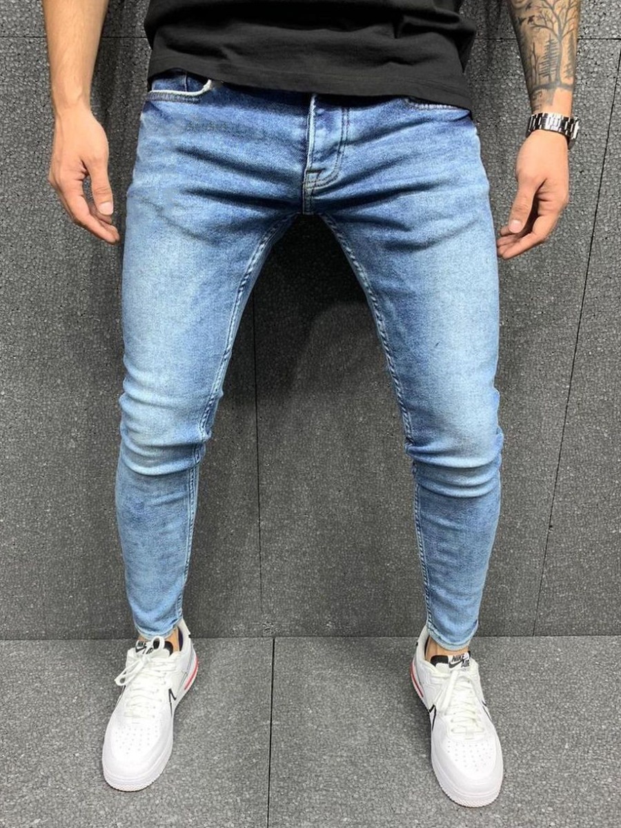 

LW Men Mid Waist Skinny Jeans, Blue