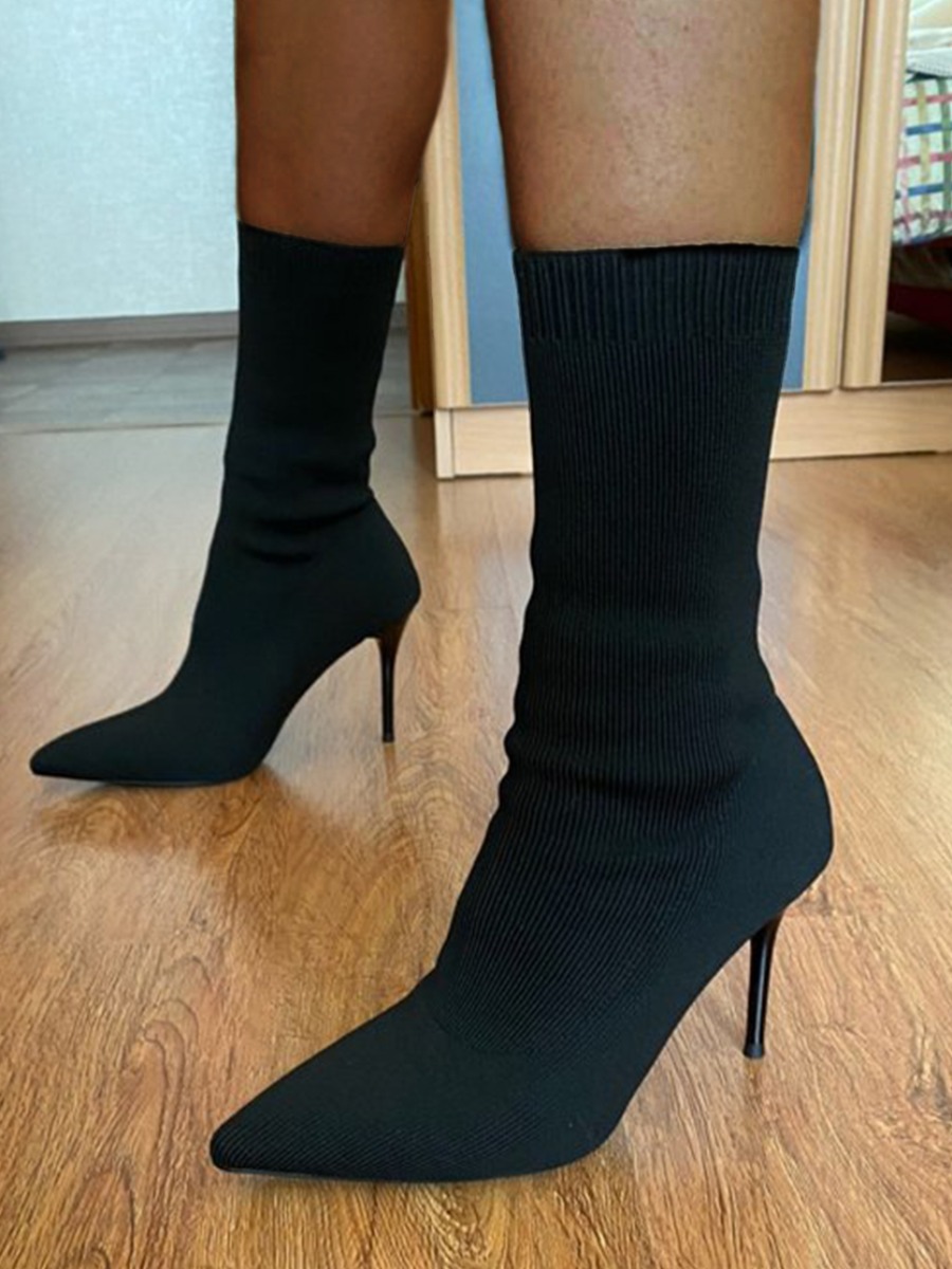 

LW BASICS Minimalist Mary Jane Booties, Black