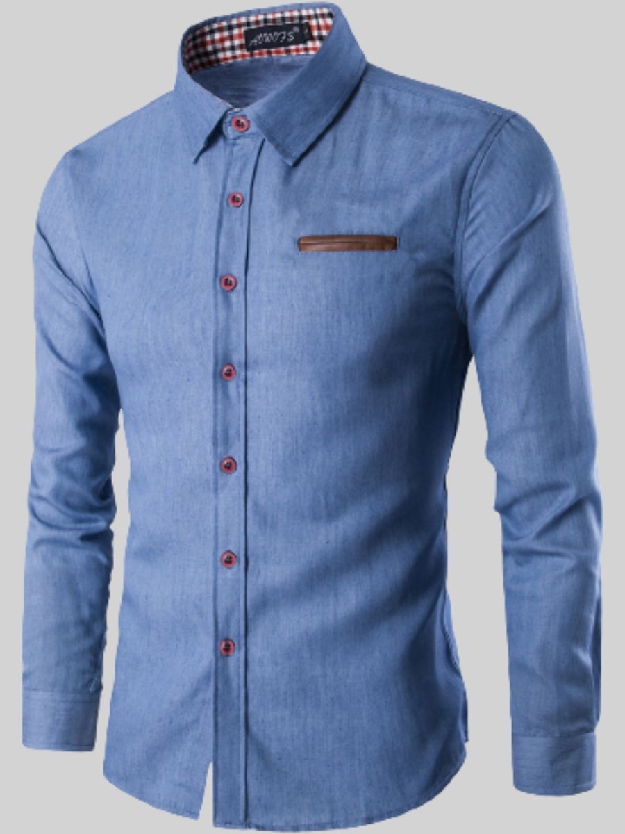LW Men Casual Button Design Basic Denim Shirt Sale | LovelyWholesale