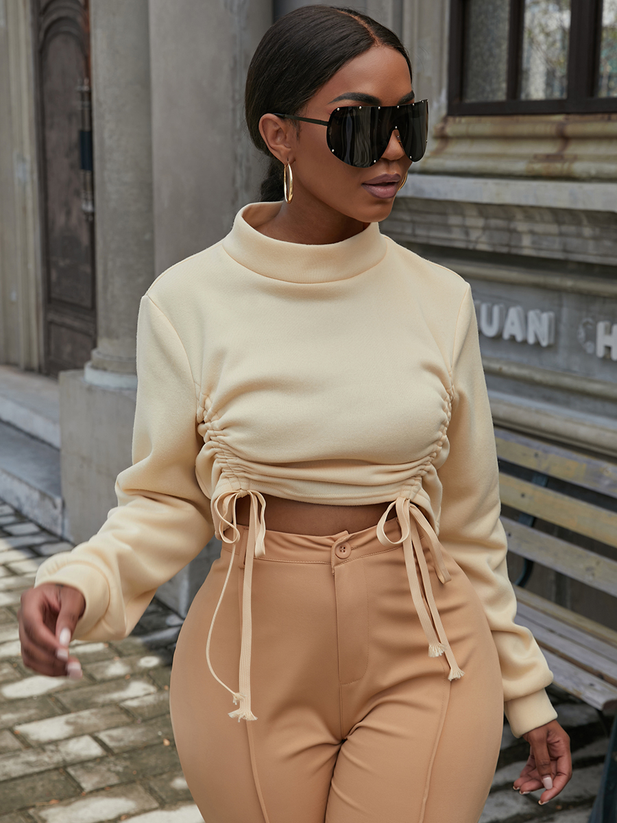 LW COTTON Drawstring Ruched Sweatshirt