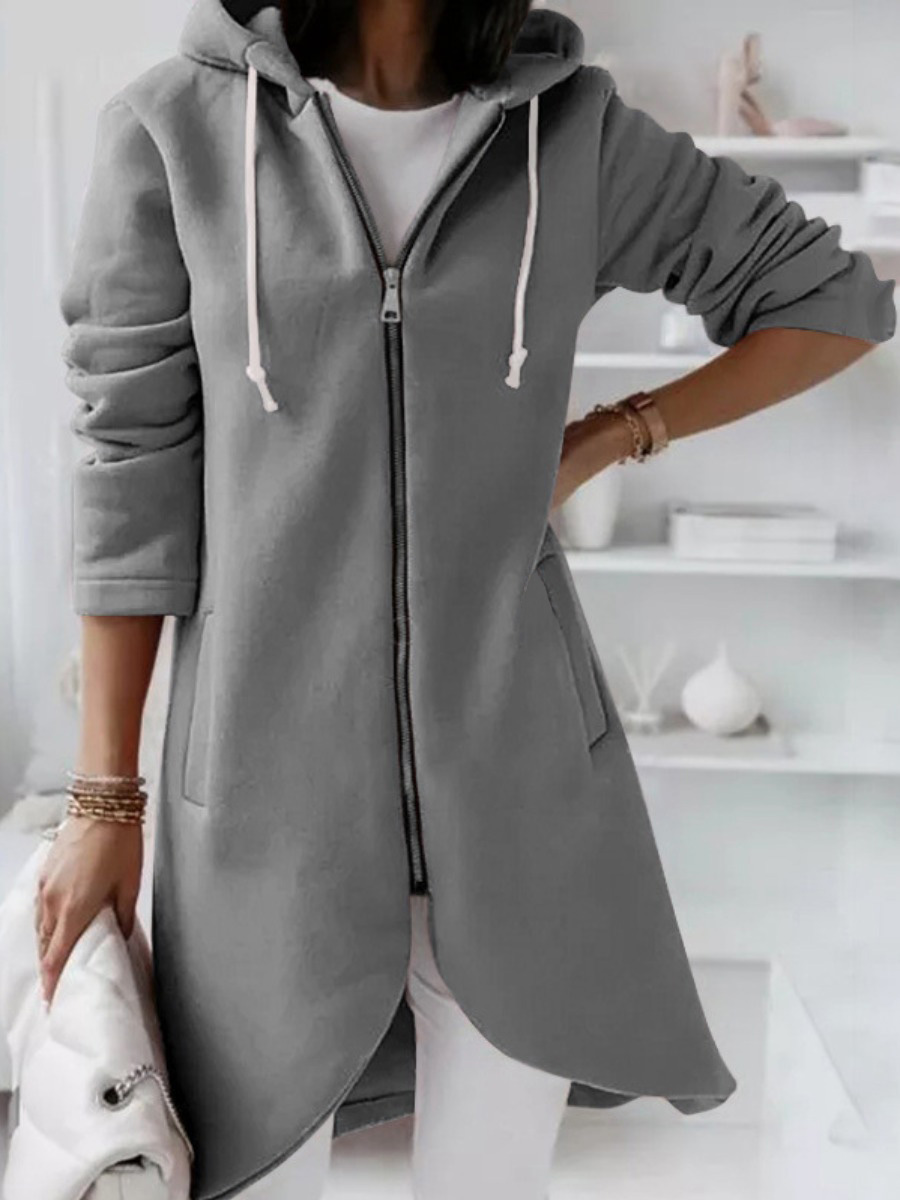 

LW Zipper Design Asymmetrical Outerwear, Grey