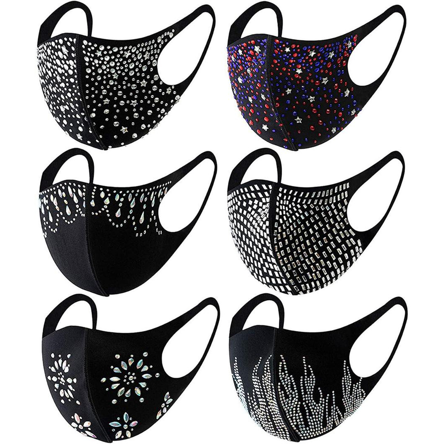 

LW Sequined Rhinestone Decor Face Mask, Black