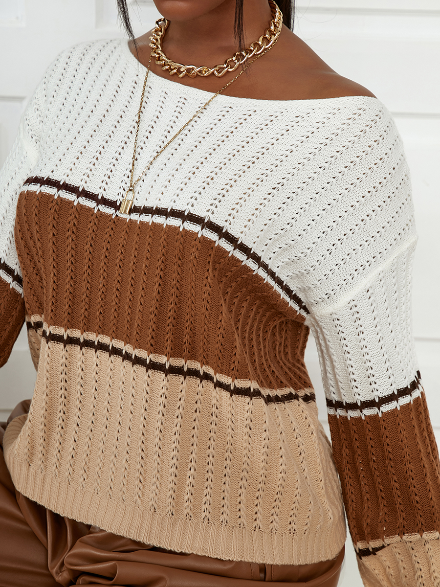 

LW Patchwork Regular Sweaters, Brown