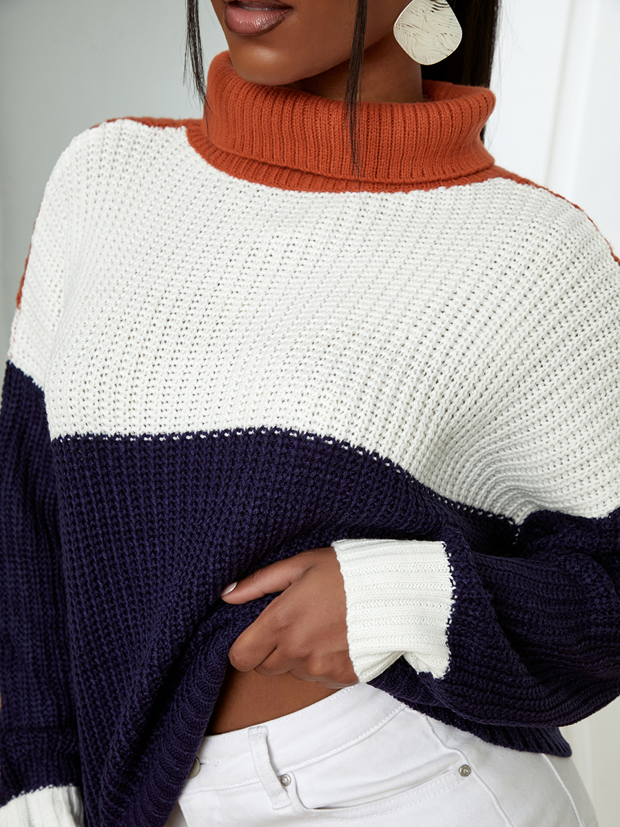 

LW Sweater Patchwork Loose Sweaters, Red
