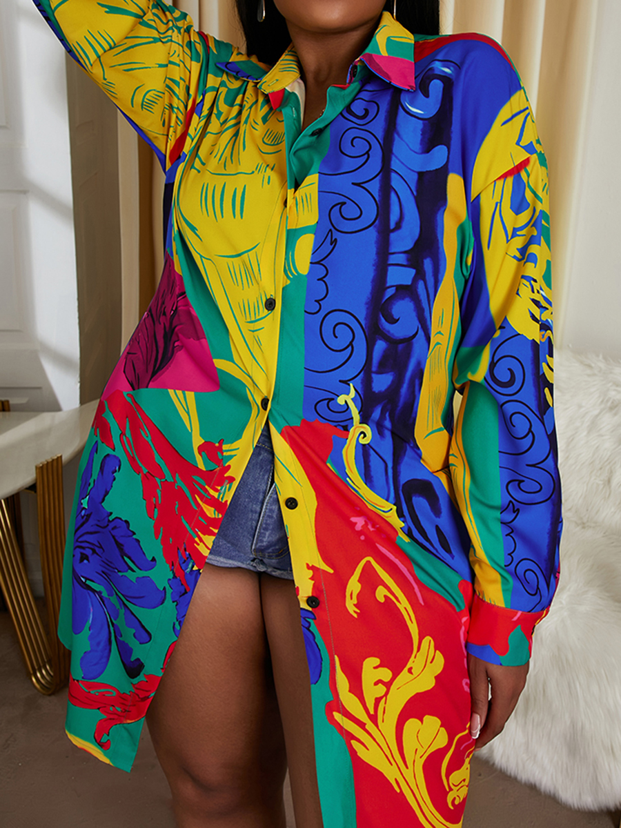 

LW Plus Size Print Patchwork Blouse, Multi