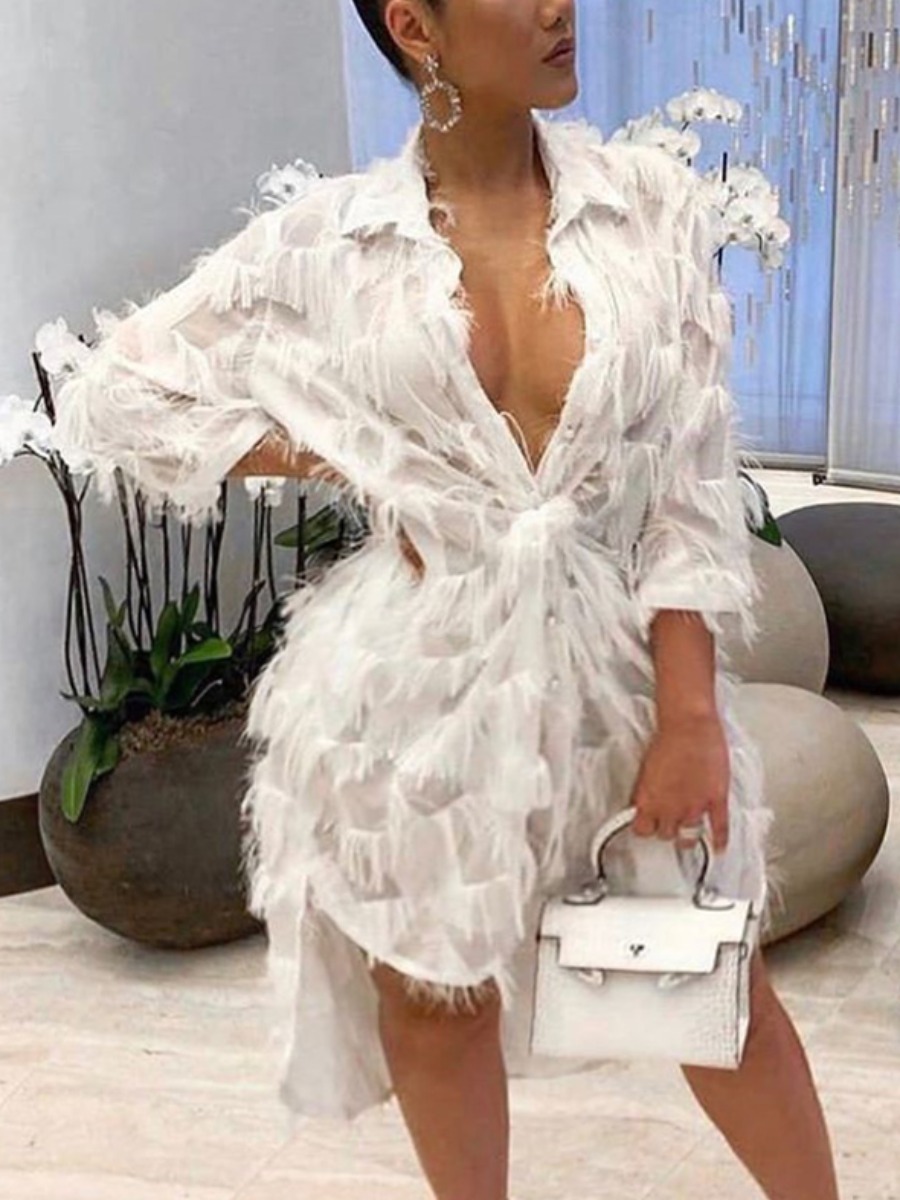 LW Plus Size High Low Fluffy Dress