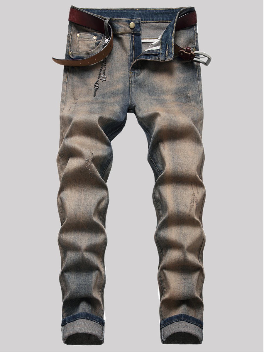 

LW Men High Stretchy Vintage Distressed Skinny Jeans, Grey