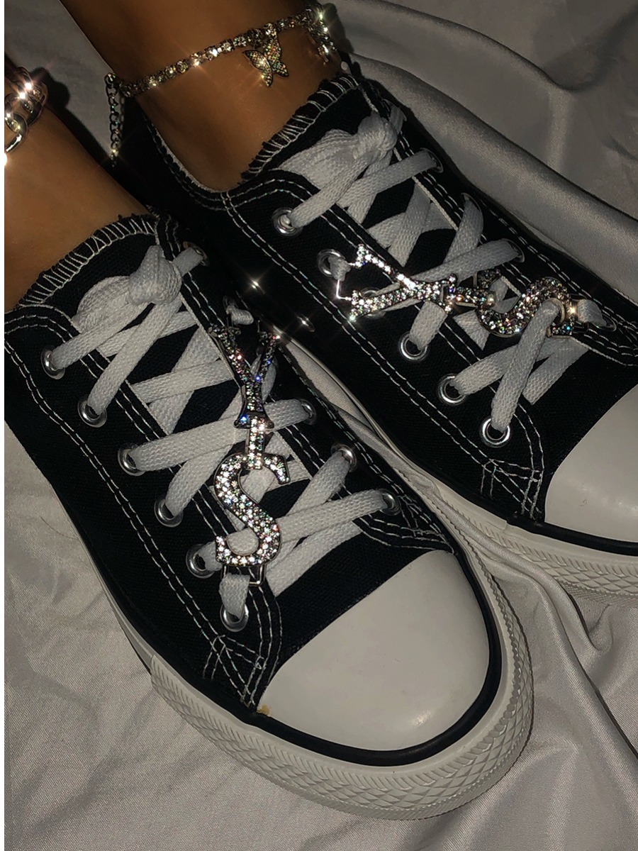

LW Sequined Letter Decor Flats, Black
