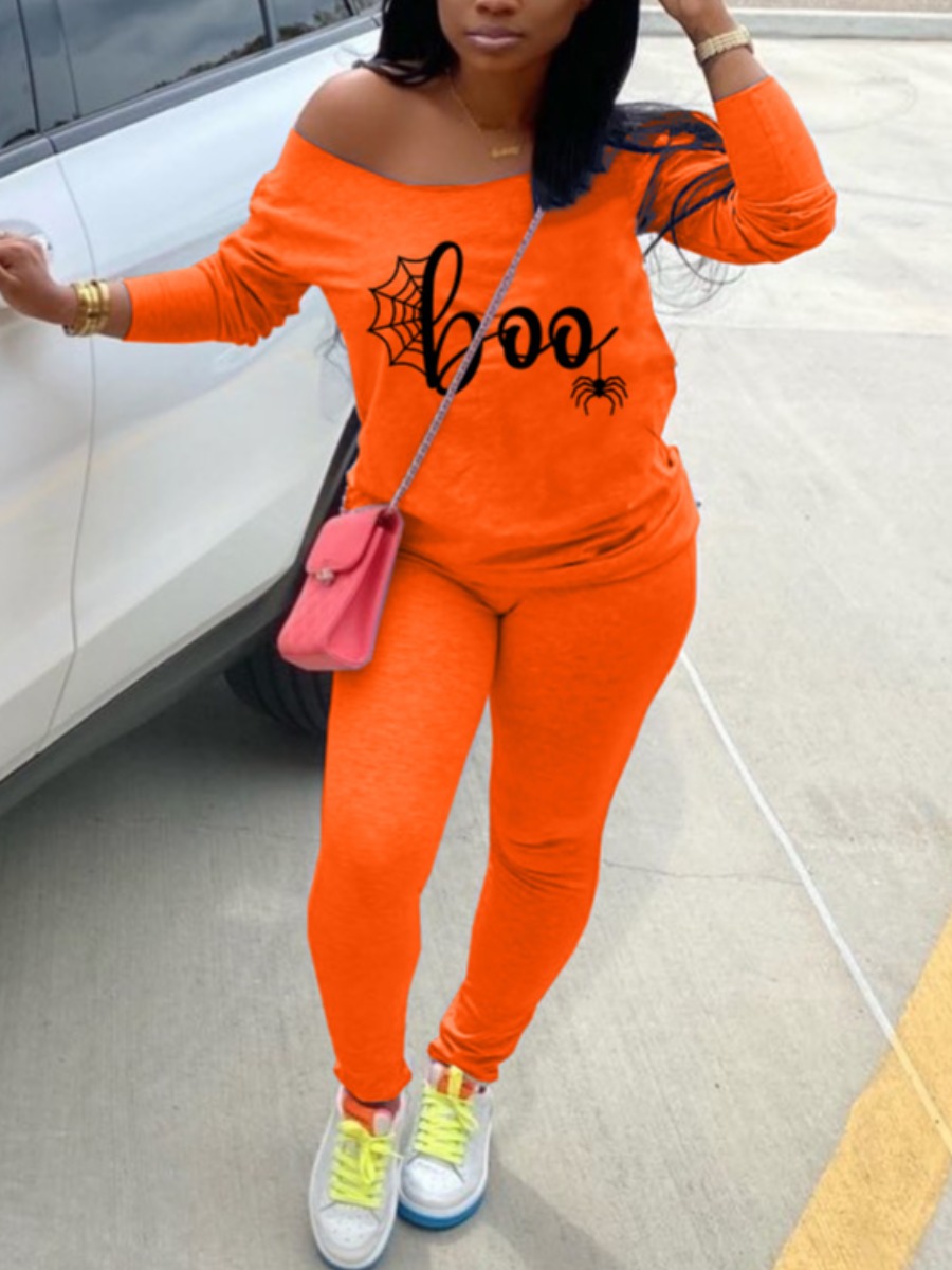 

LW Spider Web Letter Print Pants Set, Croci