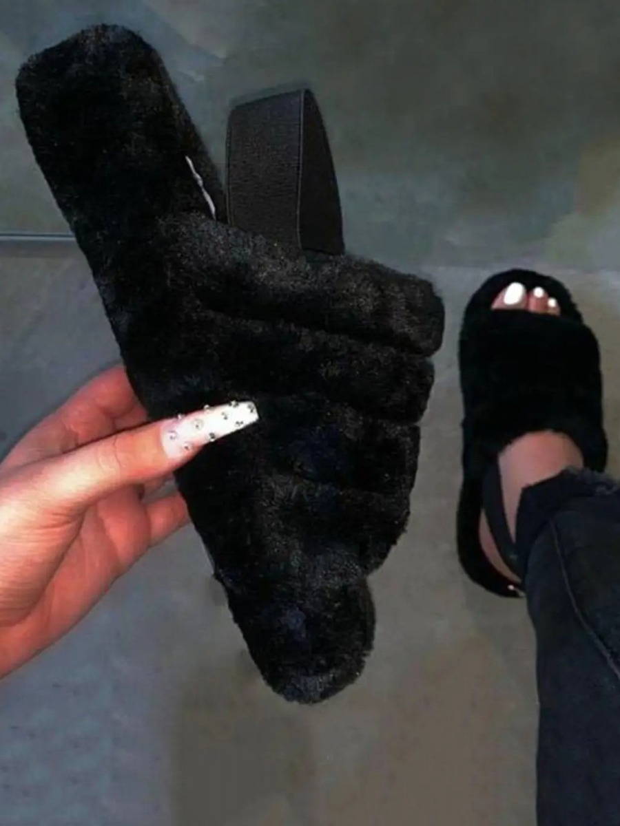 LW Quilted Plush Slingback Slippers
