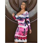 LW SXY Off The Shoulder Tie-dye Bodycon Dress