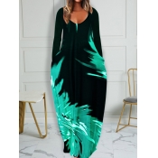 LW Plus Size Feather Print Pocket Design Dress